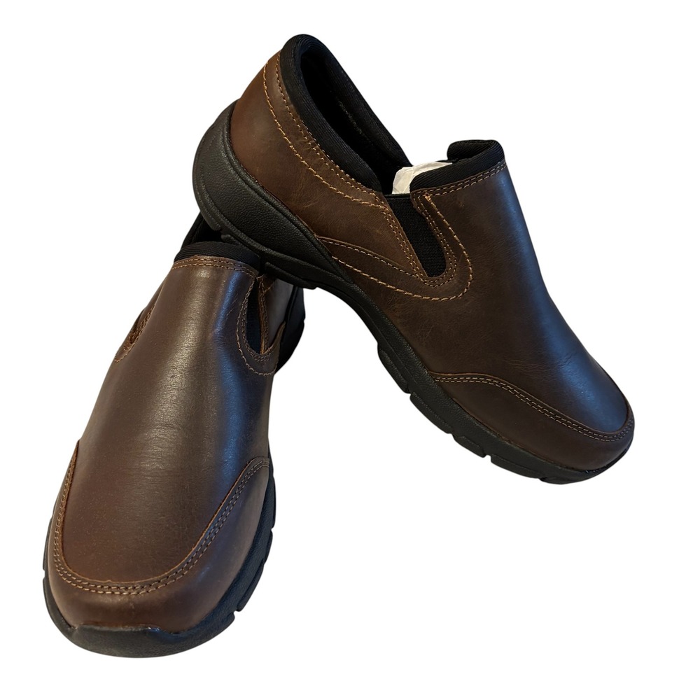 Lands End All Weather Leather Slip On Shoes Dark Brown Loafers Womens 7W